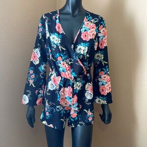 Charlotte Russe long sleeve floral size small romper.